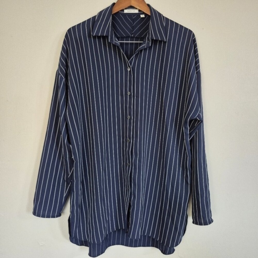 Babaton Aritzia Kearney Oversized Long Sleeved Striped Button Up Shirt L